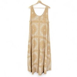 NWT Easel Women's L Sleeveless Beige Bandanna Henna Paisley Long Maxi Dress Boho